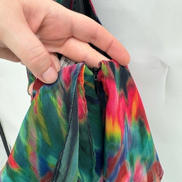 Jason Wu Collective Blurred Floral Retro Artsy Halter Neck Ruffle Mini Dress 2 - Picture 8 of 10